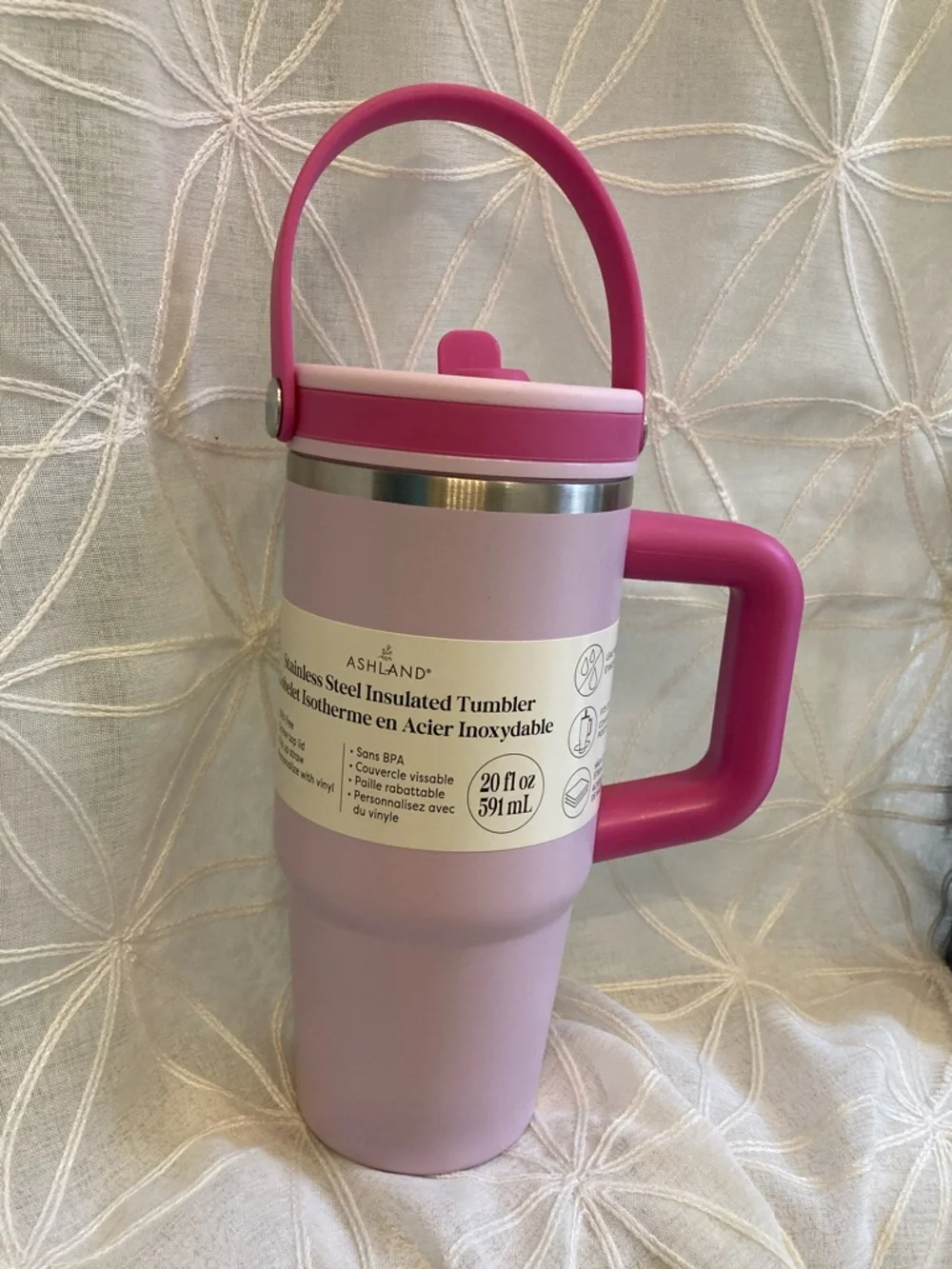 Ashland Pink & Navy Stainless Steel Travel Tumblers with Handles